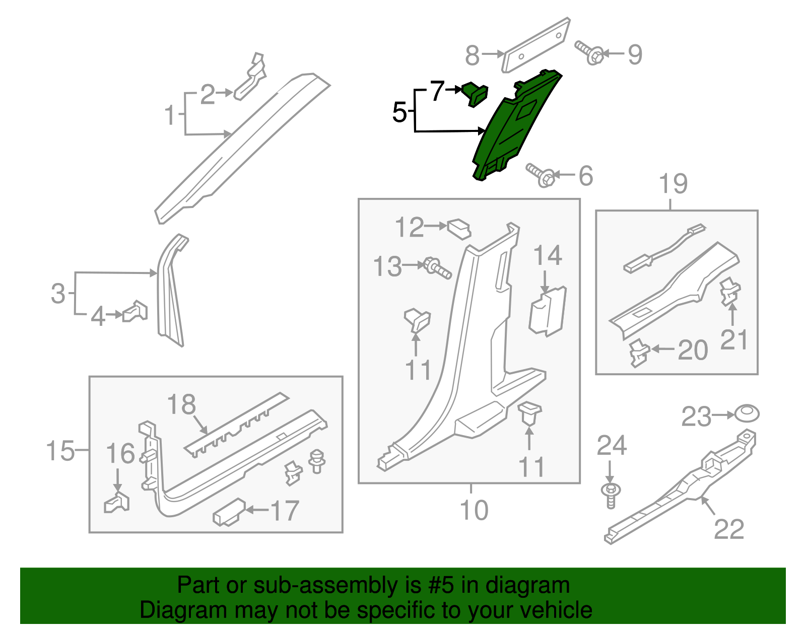 Upper Center Pillar Trim - Ford (GD9Z-5424357-AB)