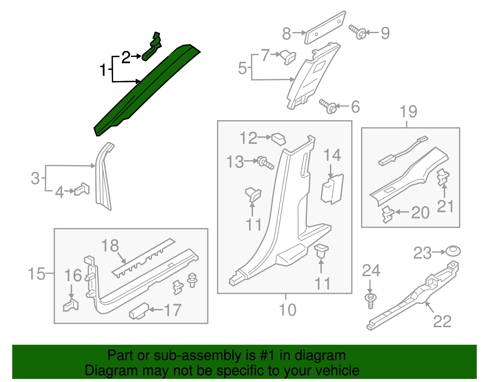 Windshield Pillar Trim - Ford (GD9Z-5403599-AE)