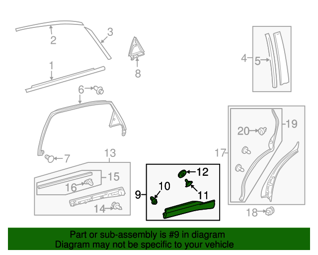 Front Left Door Lower Molding Trim Fit For 2010-2015 Le-x-us