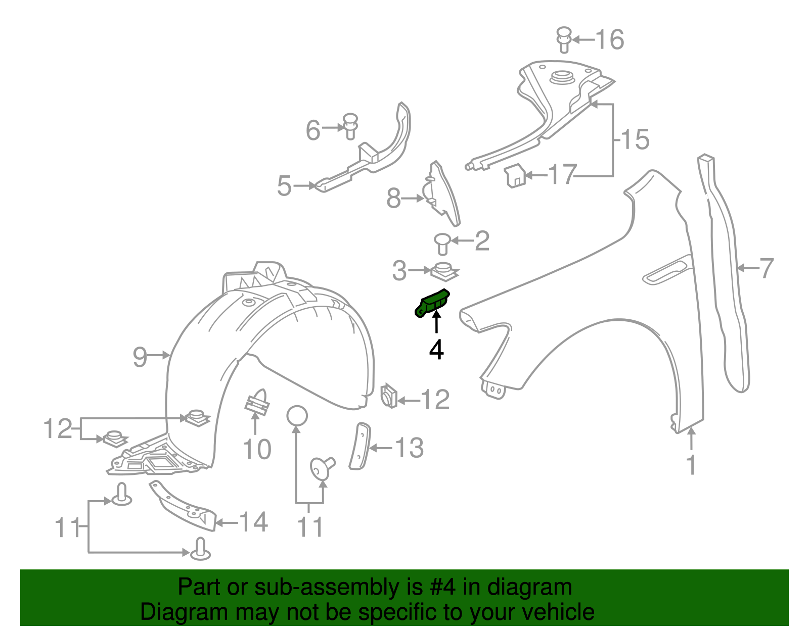 Front Driver Side Fender Front Bracket - Buick (90925641)