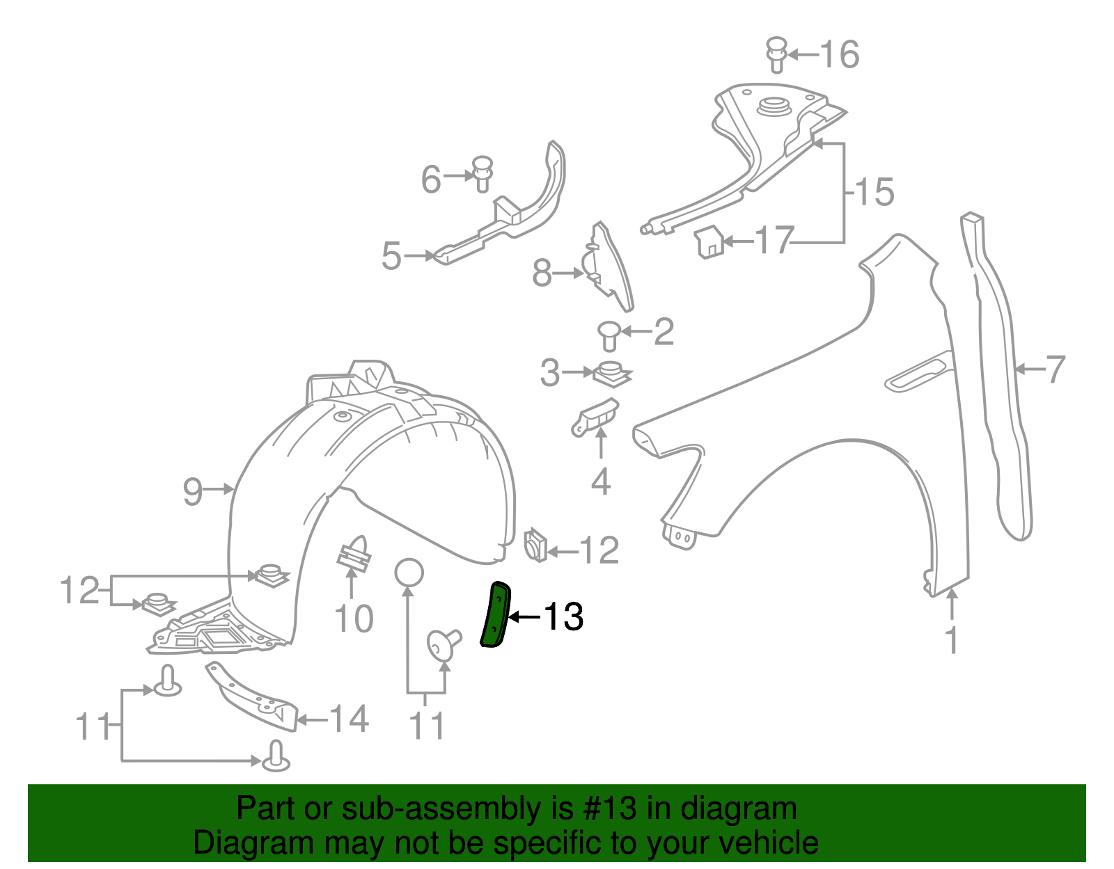 Driver Side Engine Compartment Panel Extension - Buick (90922669)