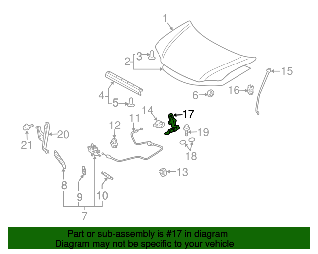 20052010 Scion tC Hinge Assembly Hood Righthand 5341021070 Toyota