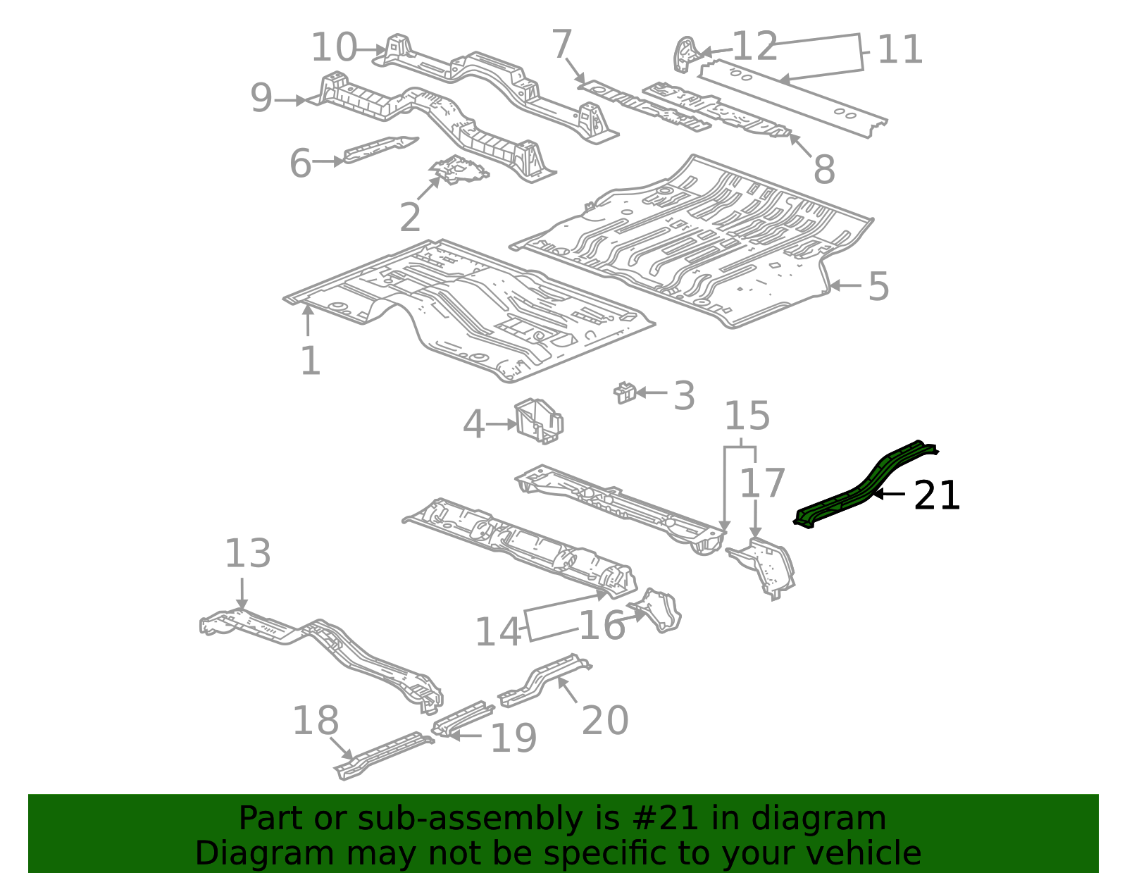 Passenger Side Rear Compartment Floor Panel Rail - GM (84338533)