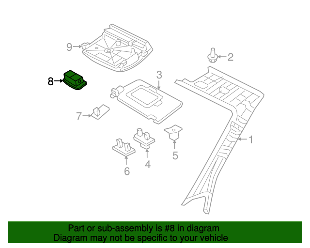 000-906-43-06-1B88 - Sun Visor Light 2015-2023 Mercedes-Benz 