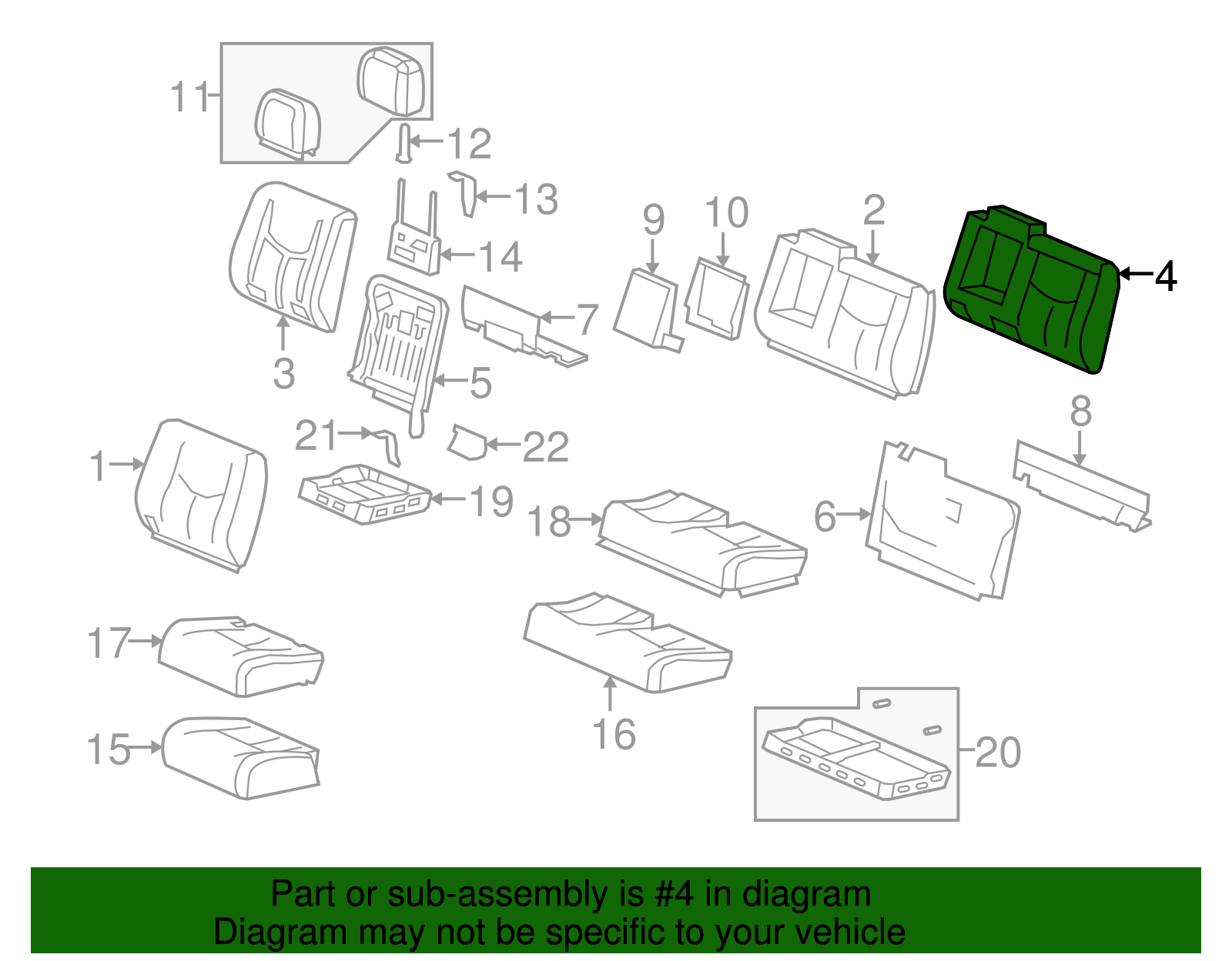 Pad, R/Seat Black Cushion (19127614)