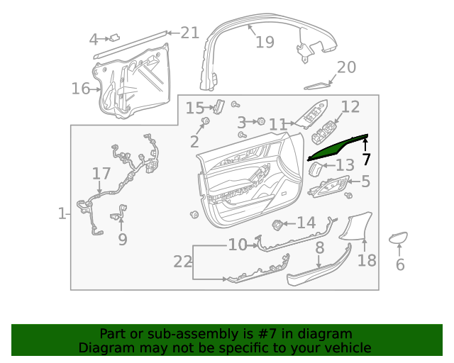 20202023 Cadillac CT5 Matrix Passenger Side Door Trim Panel Applique