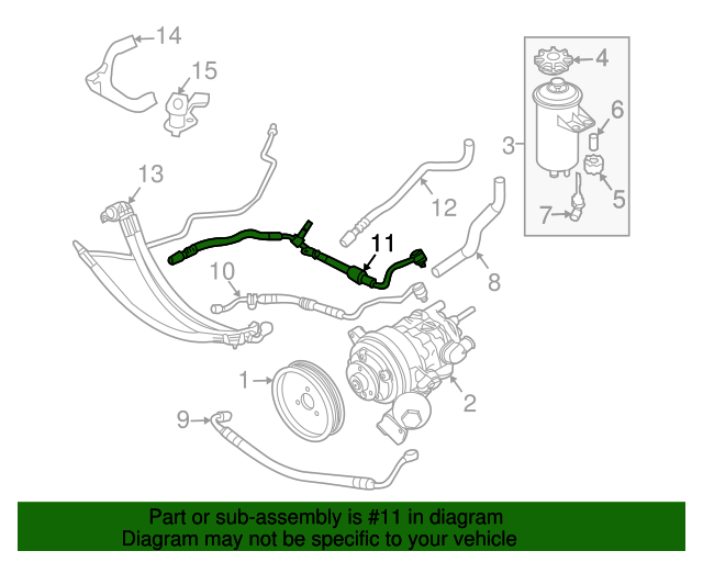 32416753820 - 2002-2008 BMW Power Steering Return Hose (32-41-6-753-820 ...