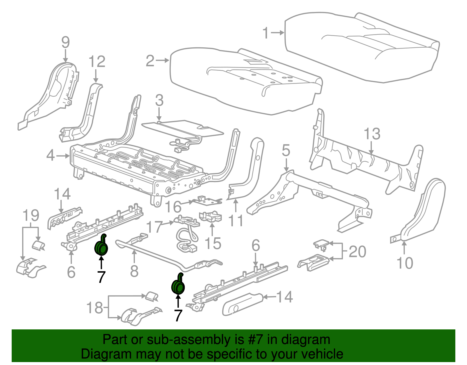 Rear Seat Back Outer Pivot Bolt Spring - GM (84087213)