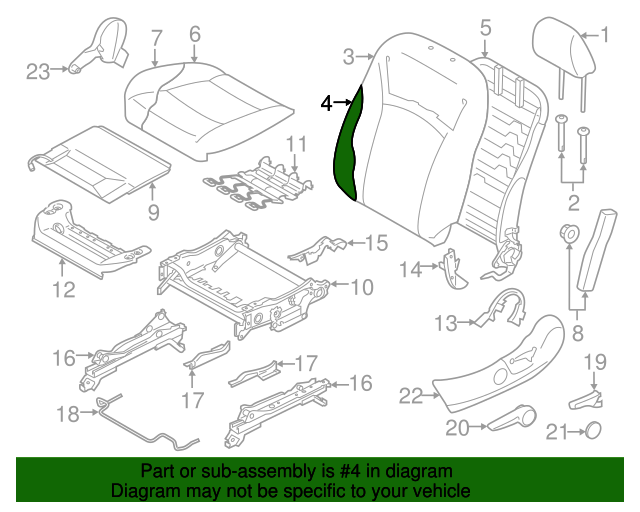 2016 Subaru Legacy Seat Back Pad 64130AL01A Subaru Parts Store