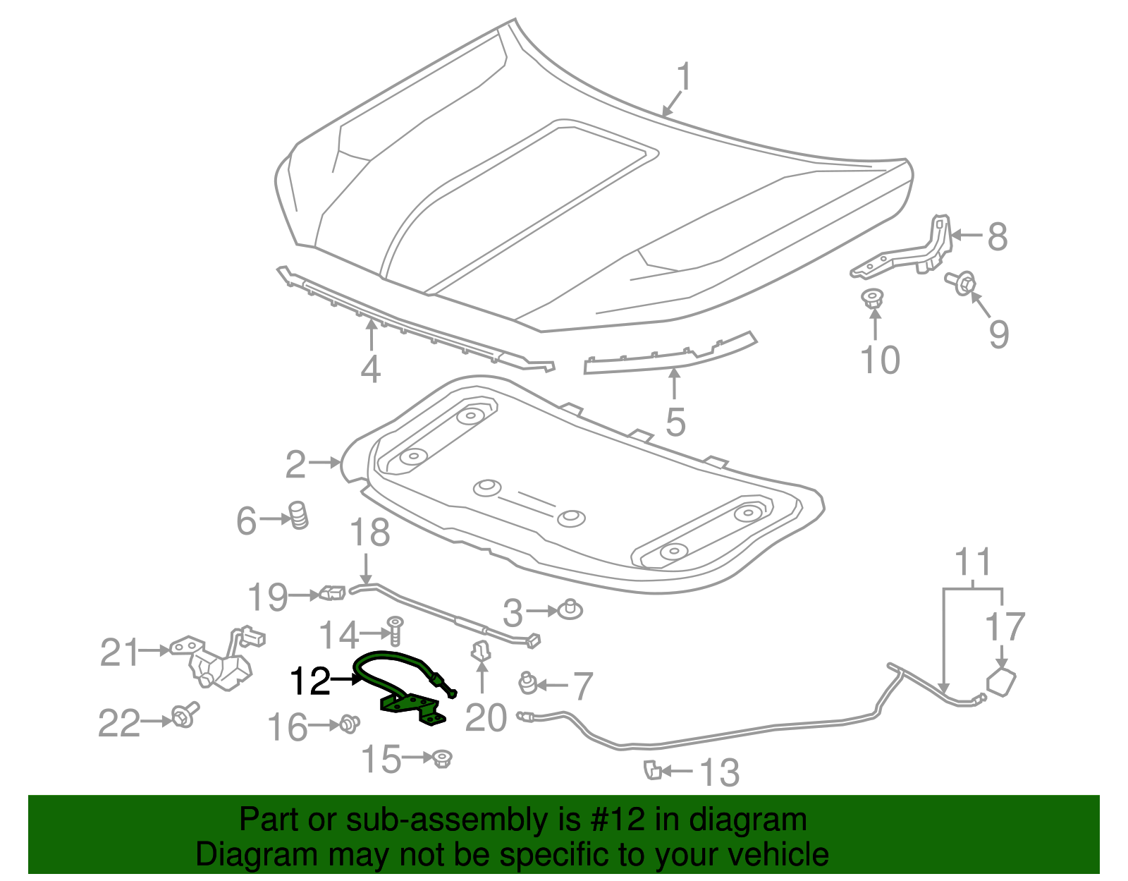 Hood Secondary Latch Release Cable - GM (84360166)