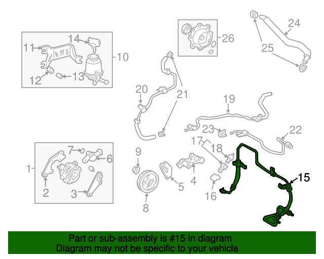 20042007 Toyota Highlander Power Steering Pressure Hose 4441048141
