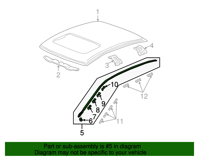 OEM 20032007 Honda Accord Molding Assembly, L Drip Side 73162SDAA01