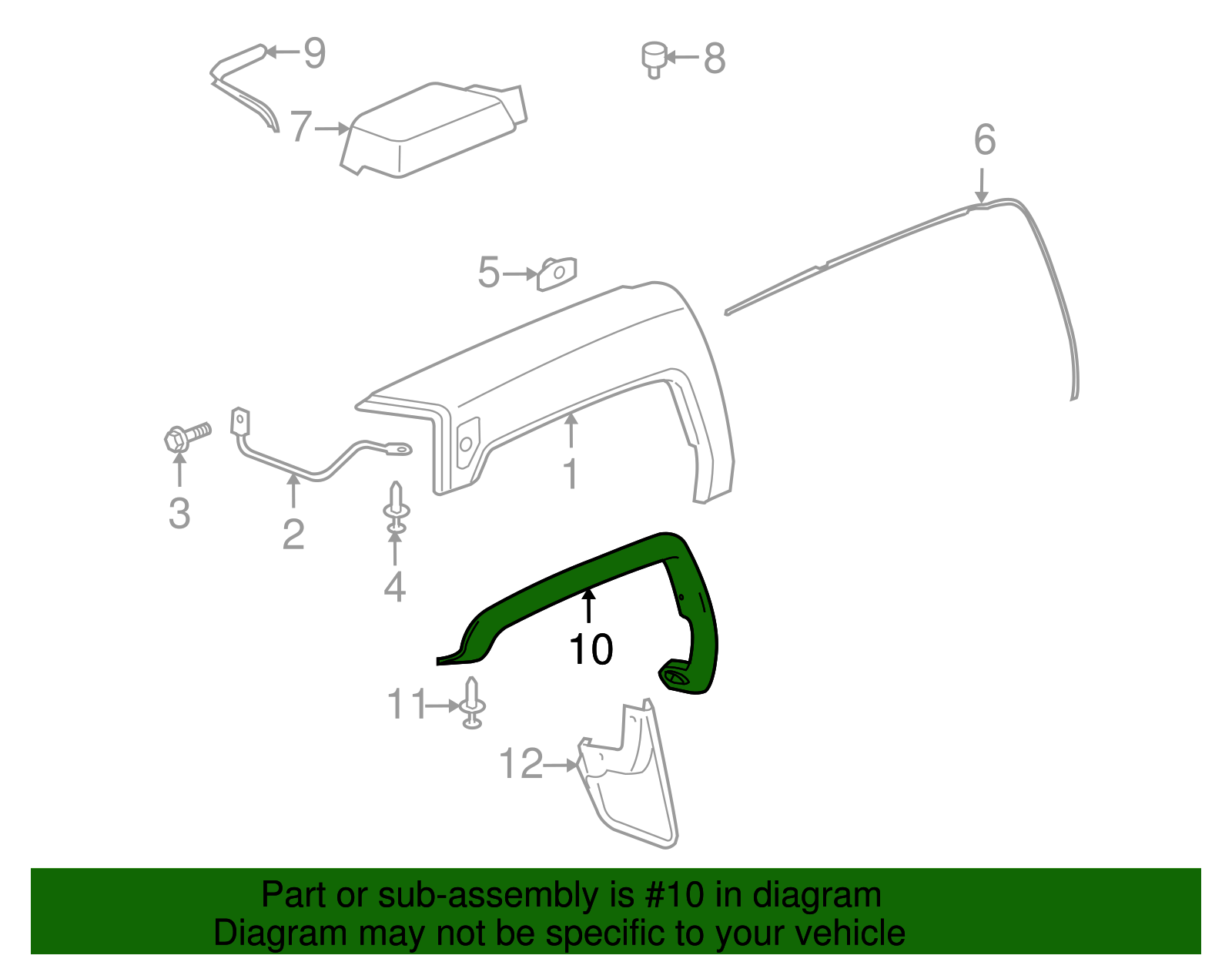 Front Driver Side Fender Wheel Opening Molding - GM (15822884)