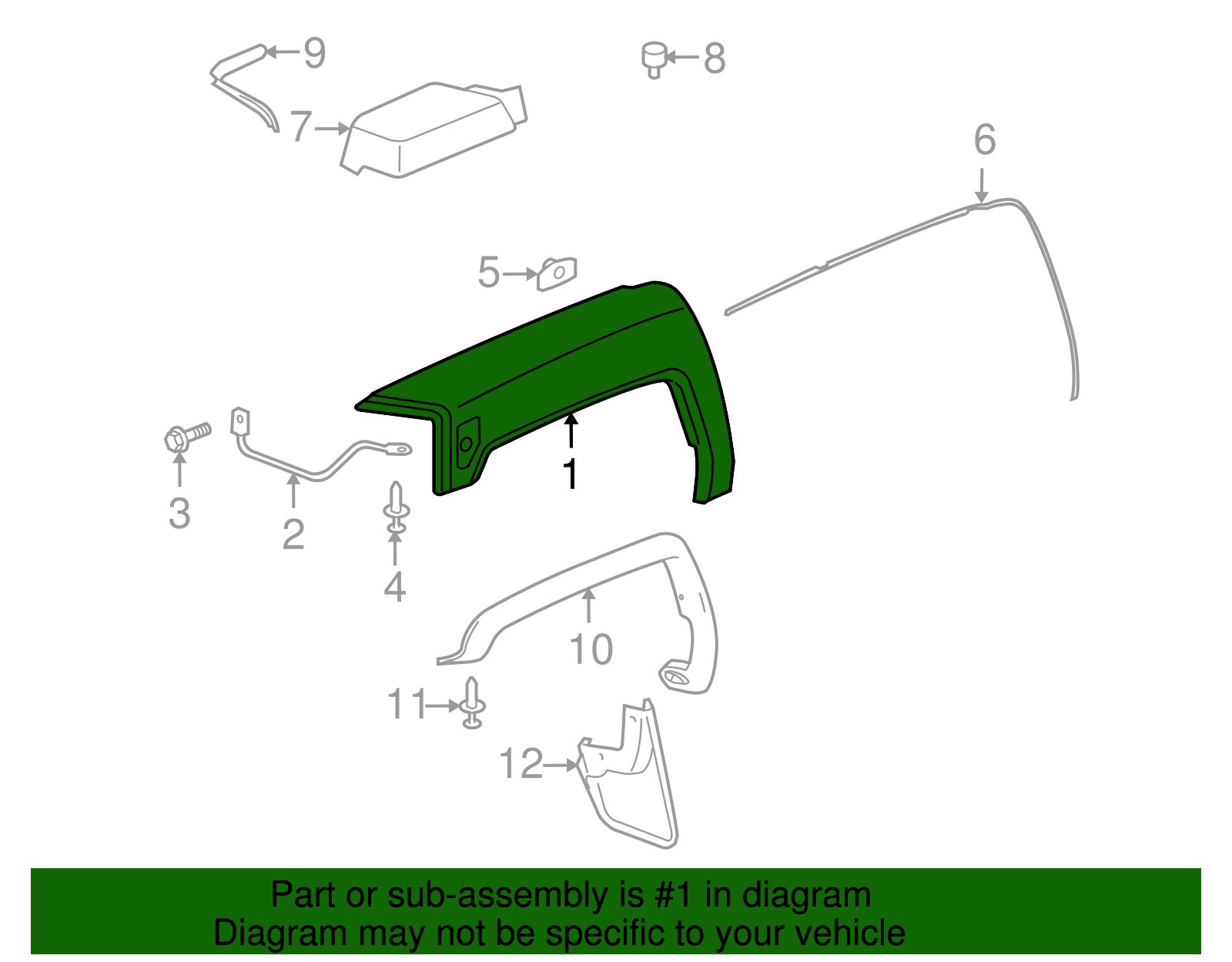 Front Driver Side Fender Flare (15912633)