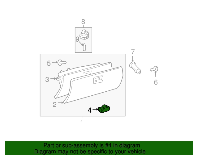 20032009 Toyota 4Runner Glove Box Latch 5550635020B0 Toyota Parts