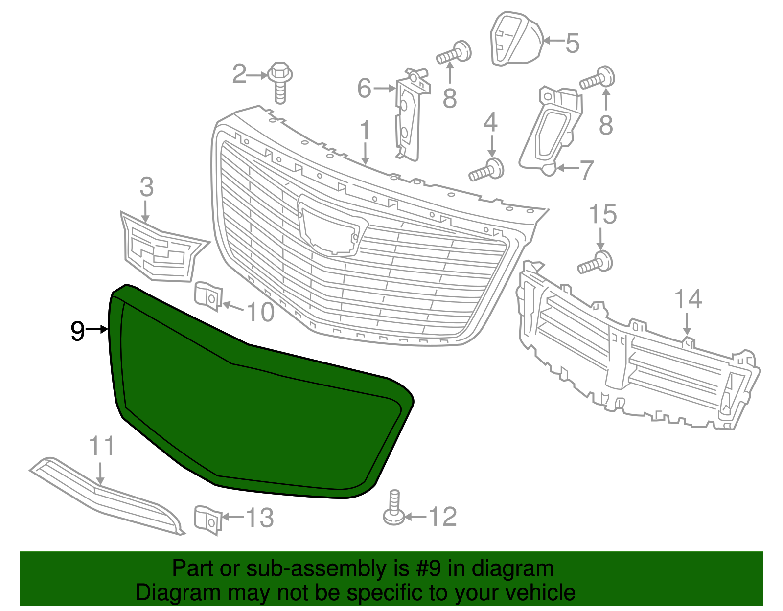 Front Grille Surround Molding - Cadillac (84124872)