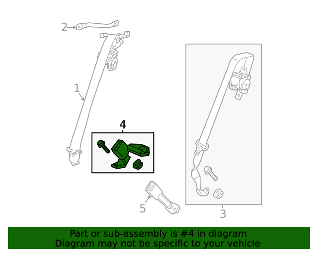 04823TGGA00ZA Buckle Set, R Rear Seat Belt *NH900L* (Deep Black