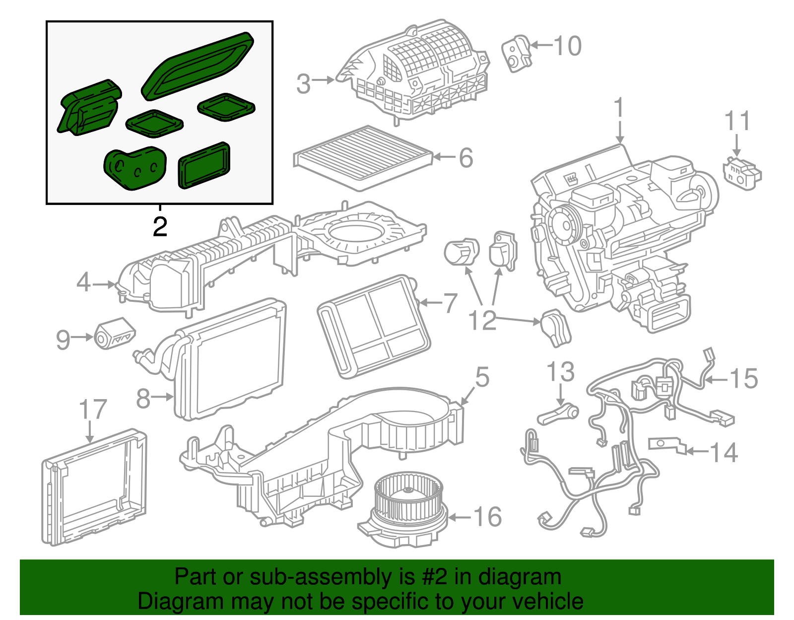 Air Conditioning Evaporator Case Seal Kit with Tube Seals, Duct Seals, and Housing Seal - GM (84055921)