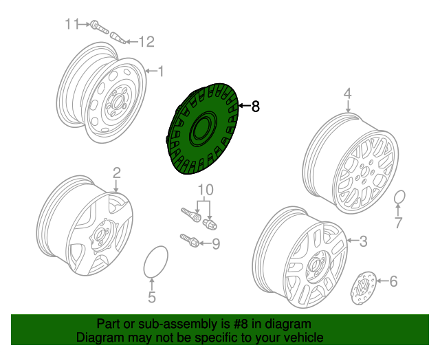 2001 Volkswagen Golf Wheel Cover 1J0601147PGJW VW Direct Parts