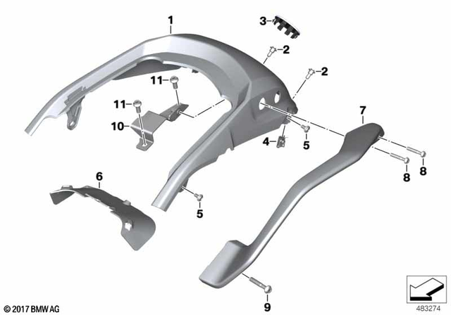 46548393411 - Grab Handle, Left 2017-2024 BMW-Motorrad K 1600 B 