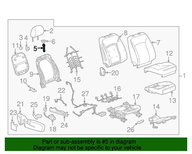 2010-2016 GM Dark Titanium Front Seat Head Restraint Guide 20768698 ...