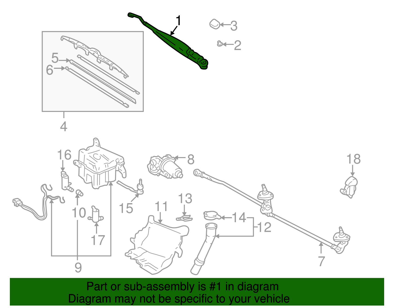 Windshield Wiper Arm (Left, Front) - Toyota (85221-35080)