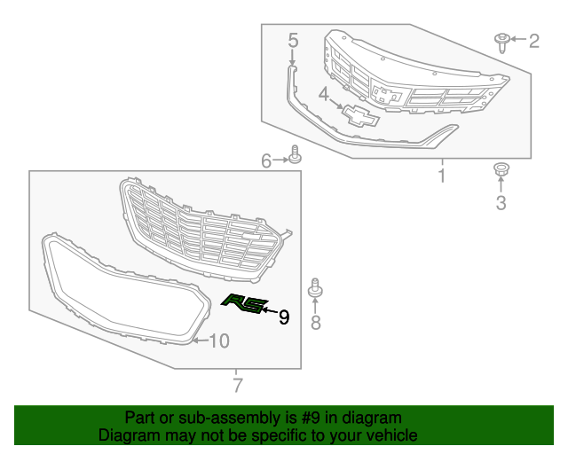 23368277 Front Grille RS Emblem 20162020 Chevrolet GMPartsNow