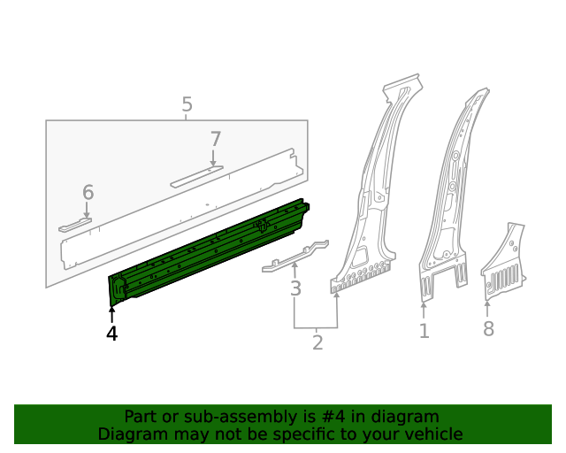 2021-2022 Buick Envision Driver Side Rocker Inner Panel 84922125 ...