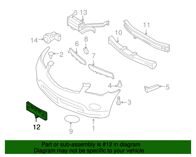 20082015 Infiniti License Plate Bracket 962101BA0B