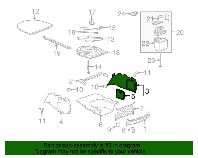 20122014 Cadillac CTS Trunk Side Trim 22830064