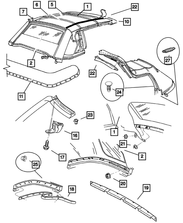 20042006 Chrysler Sebring Folding Top Boot UP46TL2AD My Mopar Parts