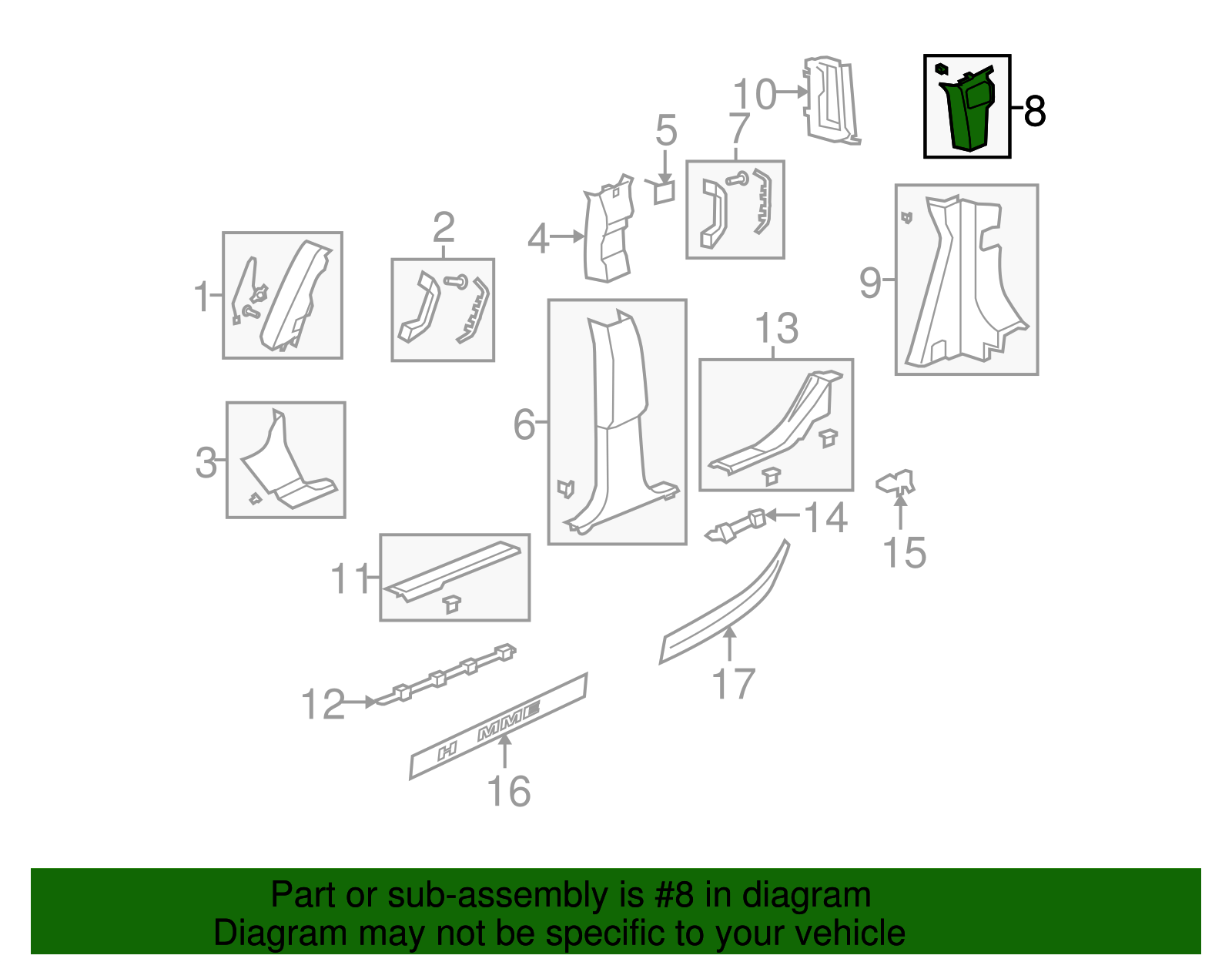 Molding Assembly-Body L/Pillar Garnish *Ebony - GM (25867330)