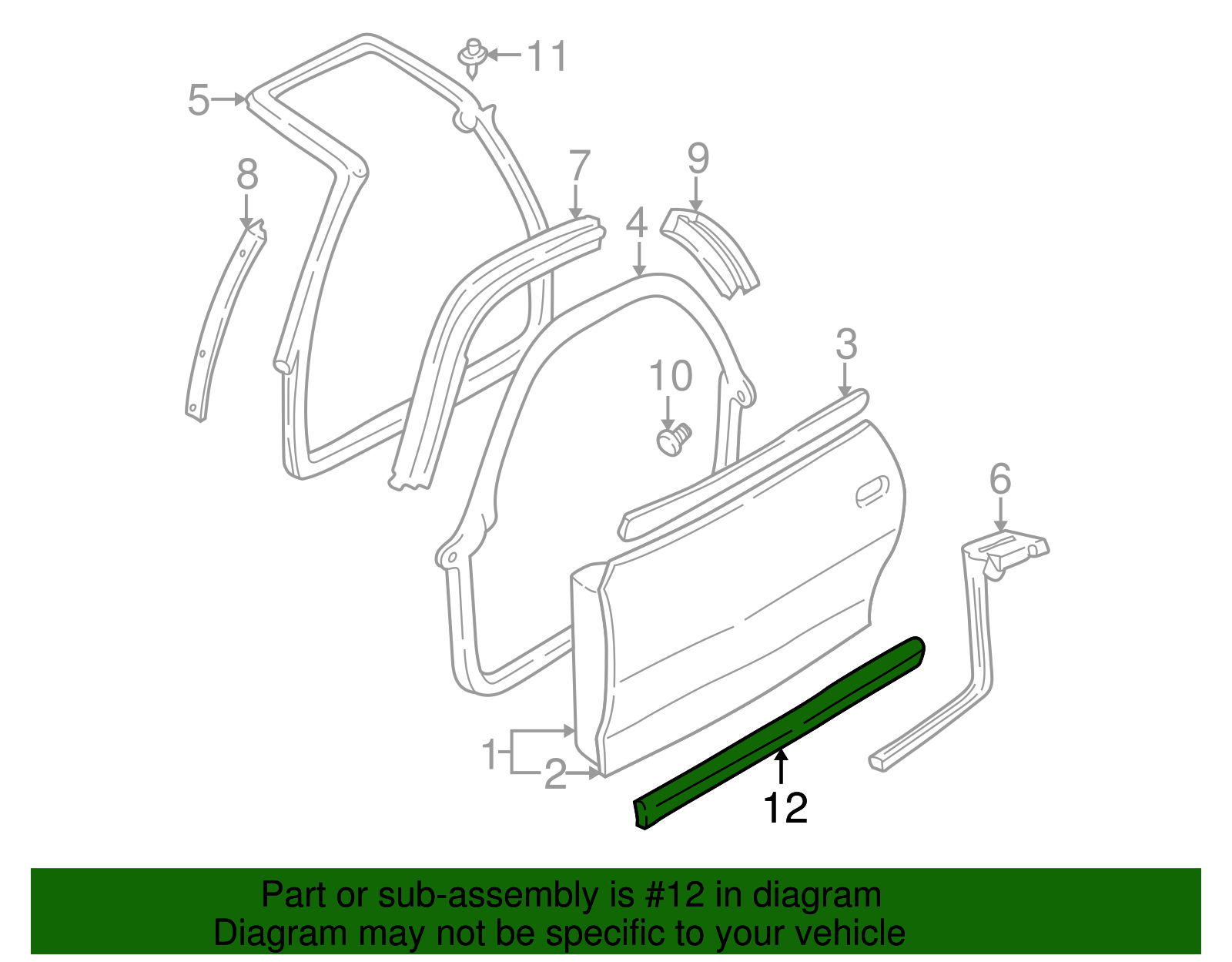 Molding Assembly, Front S/D Center (Paint To Match) - GM (88892065)