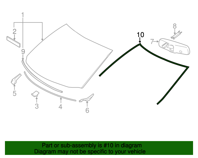 20082013 Toyota Highlander Windshield Molding 7553148040 Toyota