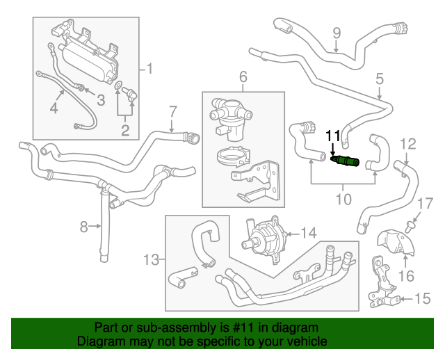 20112016 GM HVAC Heater Inlet Pipe Adapter 20997934 GM