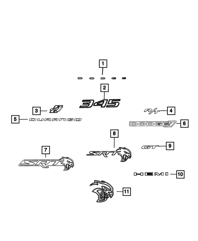 2025 Dodge Durango Hellcat Nameplate, Left 68684815AA Mopar eStore