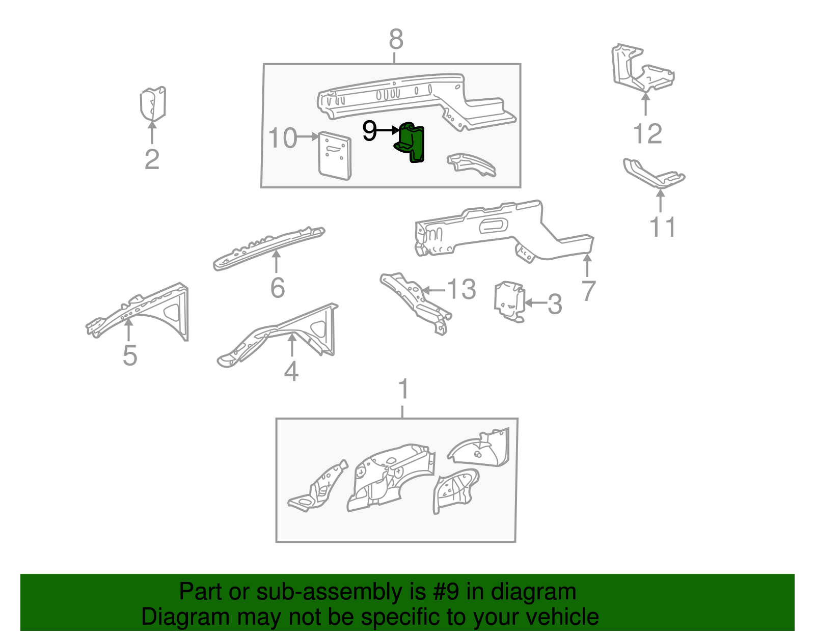 Inner Side Rail Reinforcement - Ford (XW4Z-54103A32-AA)