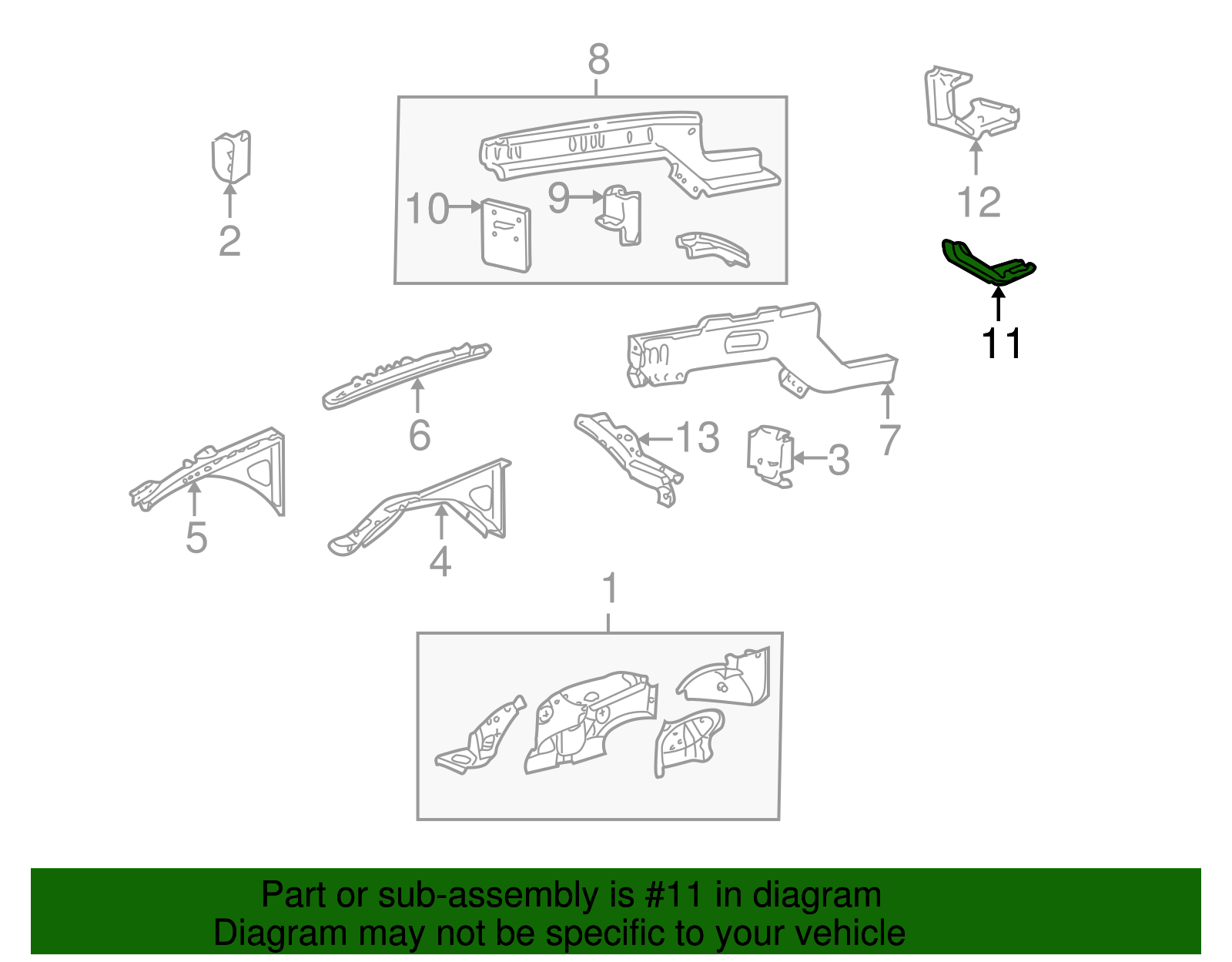 Inner Side Rail Extension - Ford (XW4Z-5410476-AA)