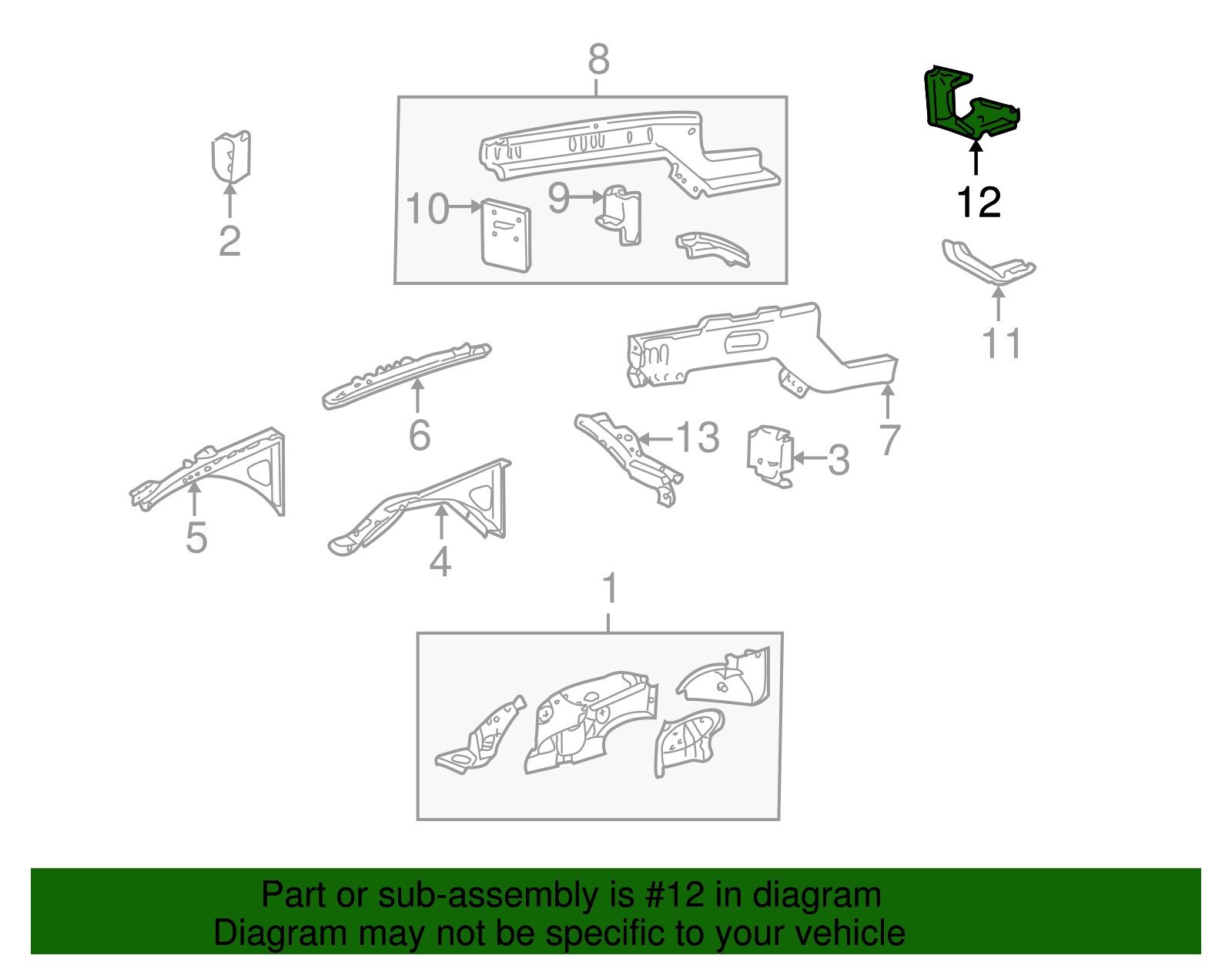 Inner Side Rail Gusset - Ford (YW4Z-54101A72-AA)