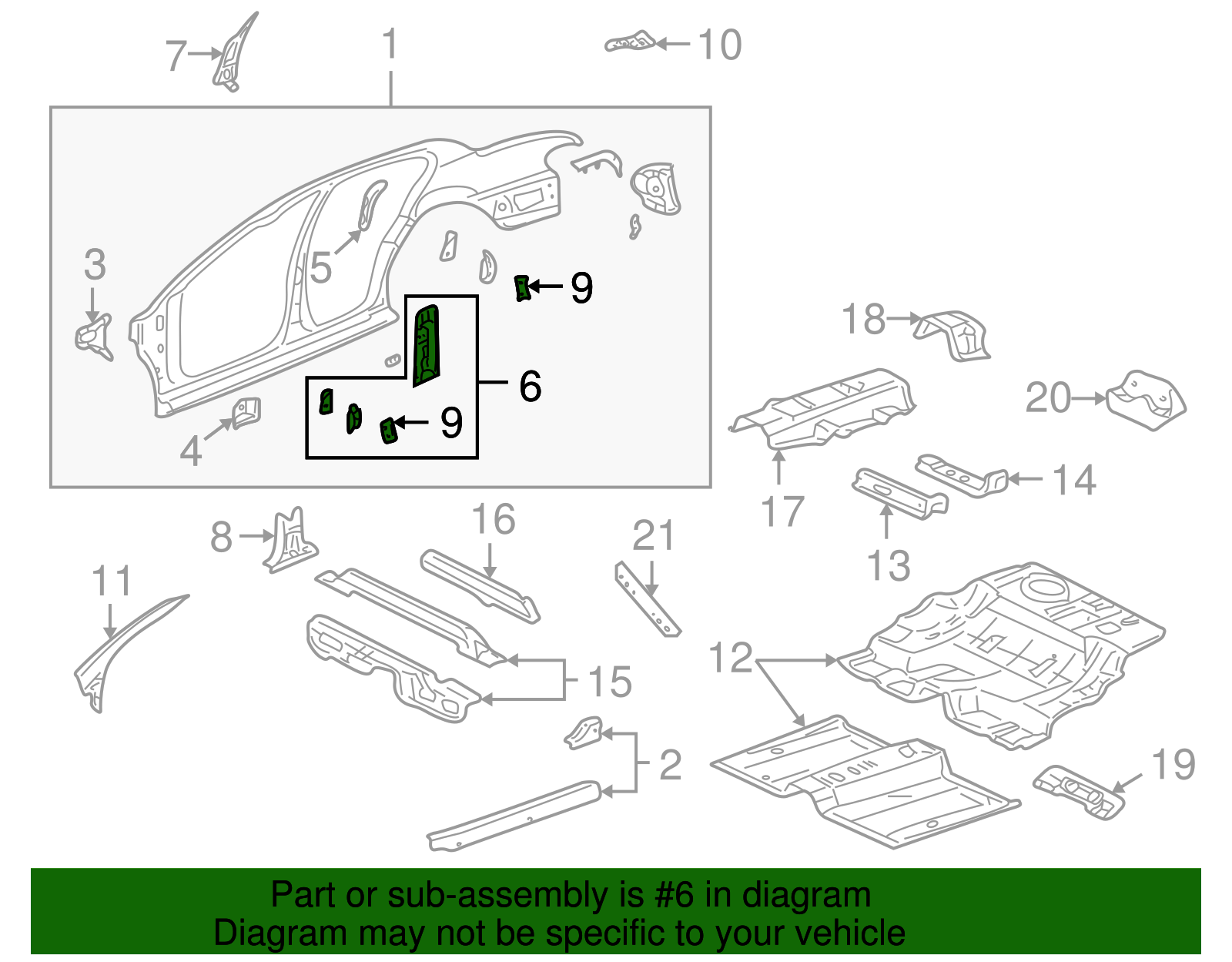 Passenger Side Center Pillar Outer Panel Reinforcement - GM (25673048)
