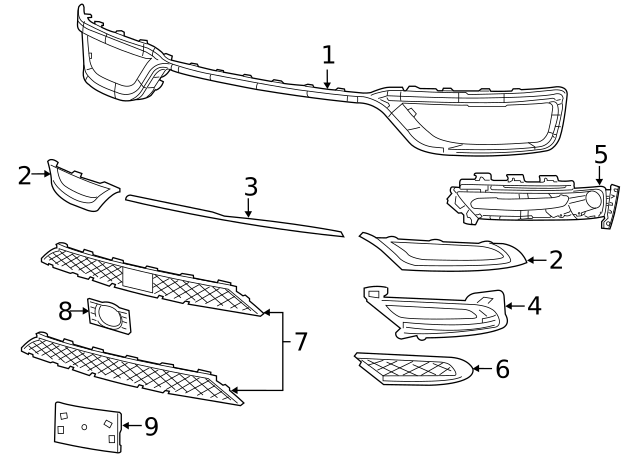 thumbnail image 2 of Primed Front Bumper Grille Replacement For 2015-2022 Chrysler 300 - Direct Fit 68214483AC 2 of 10
