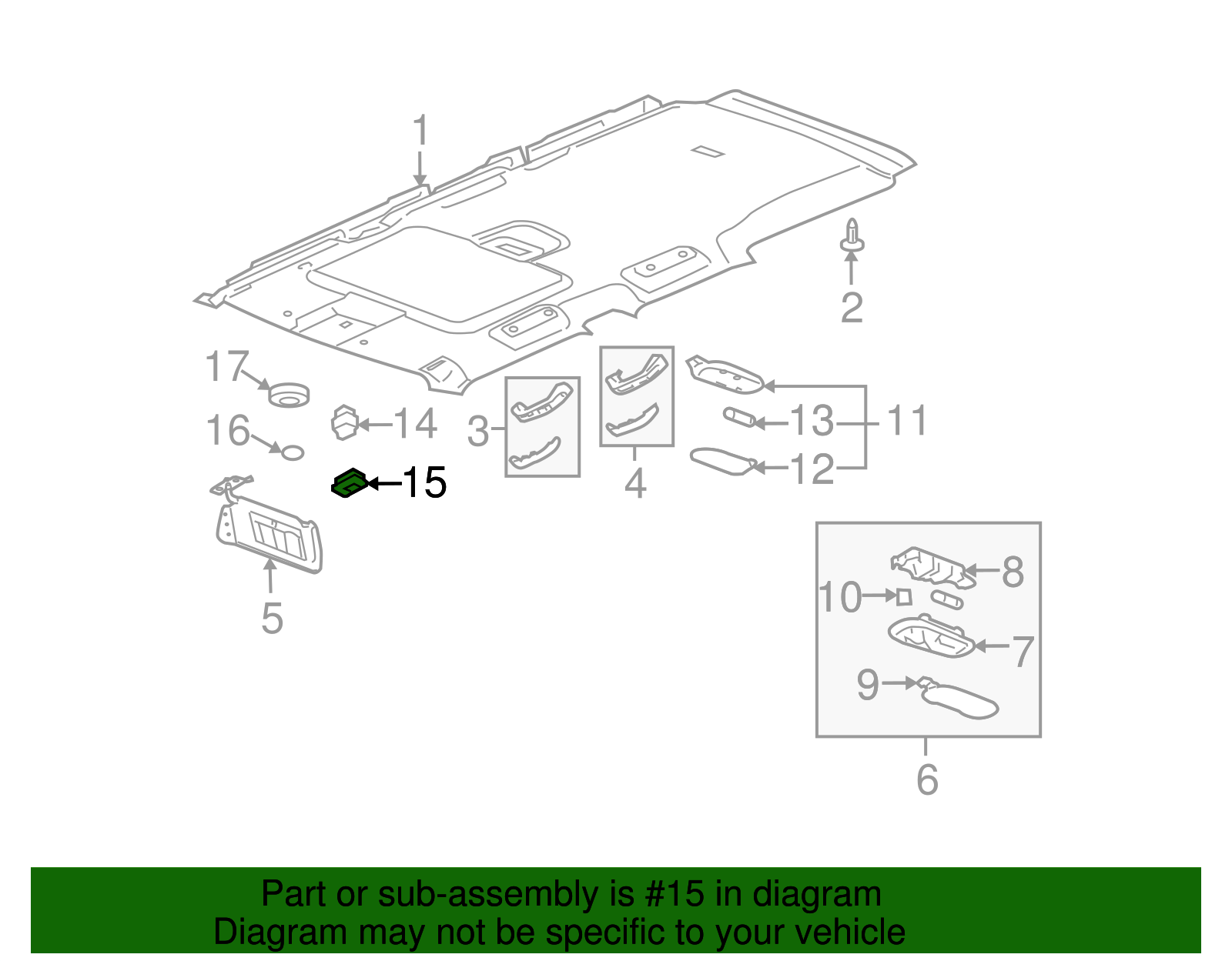 Bezel-Sun Roof Switch                         *Left Opel Gray - GM (15254645)
