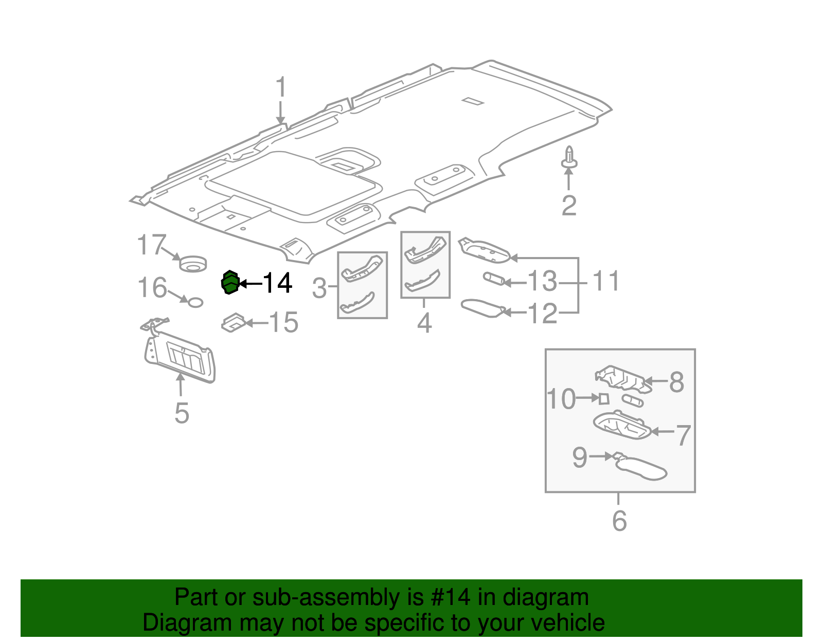 Light Opal Gray Sunroof Switch - GM (15144894)