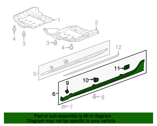Genuine OEM Acura Garnish Assembly, R Side Sill *R568P* (Extreme