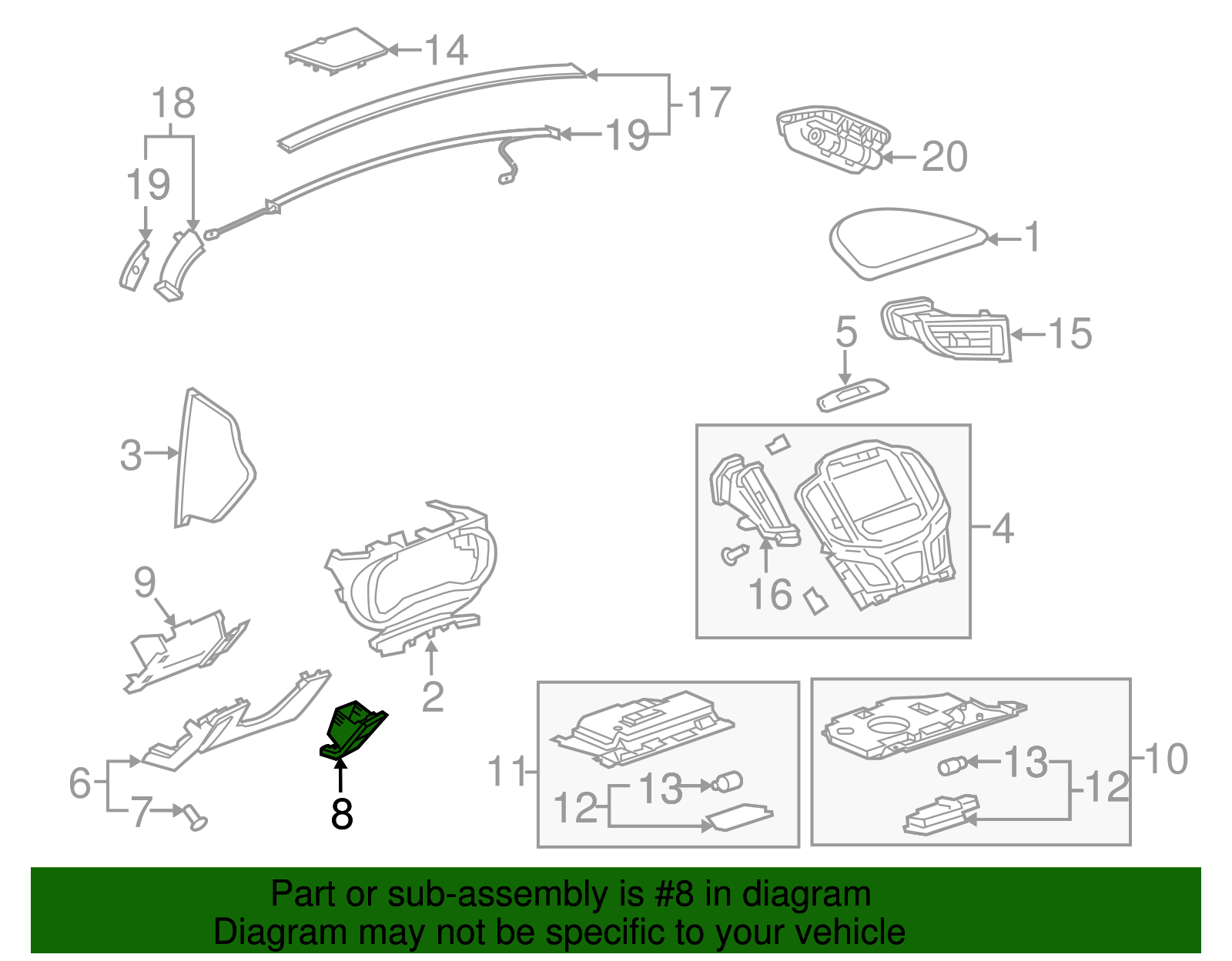 Light Neutral Instrument Panel Cluster Lower Compartment - Buick (90800596)