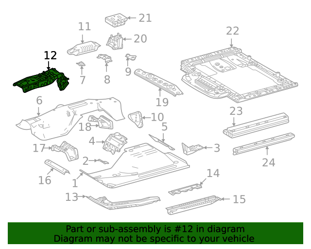 20162020 Toyota Mirai Floor Pan Reinforcement 5740662010 Toyota