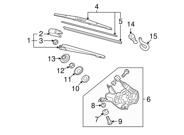 OEM 2007-2011 Honda CR-V Blade, Rear Windshield Wiper (350MM) 76730-SFA ...