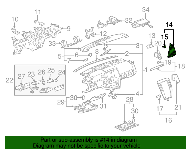 10397587 GM Light Cashmere Driver Side Instrument Panel Side Trim Panel