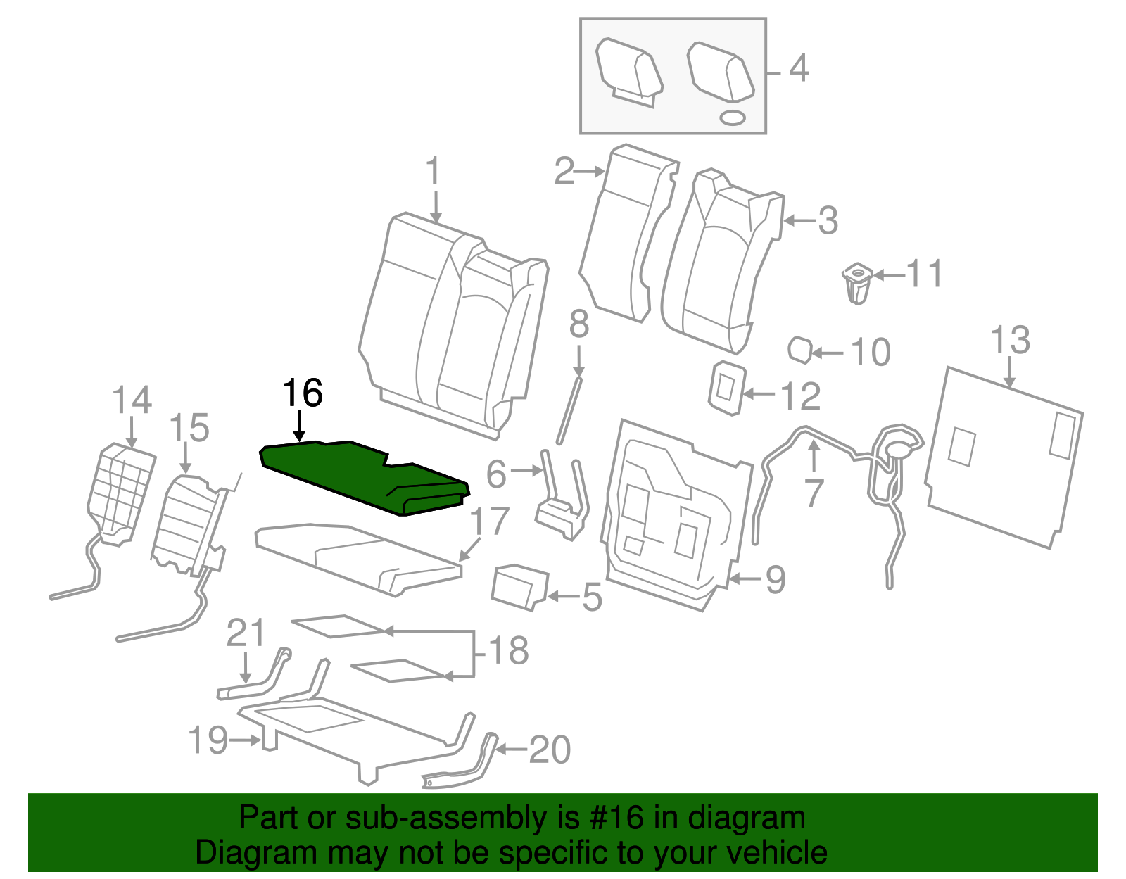 20864997 - Light Titanium 3rd Row Driver Side Seat Cushion Cover 2009 ...