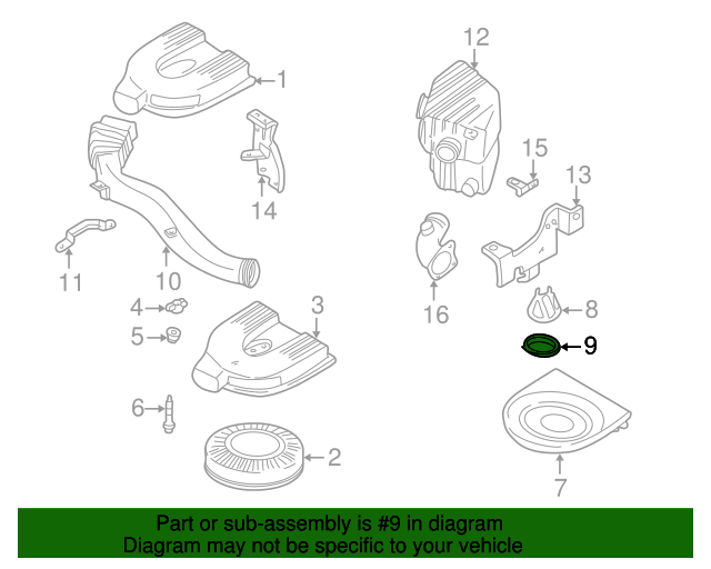 19902004 Nissan Air Cleaner Insulator (90+ D21 Wd22) (ka24e) 16523